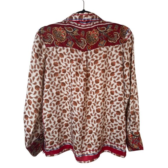 Zara XS Paisley Print Button-Up Blouse - Picture 5 of 12